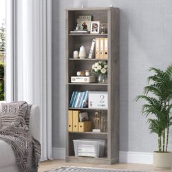 75" Tall Bookshelf & Bookcase, 6-Tier Adjustable Storage Shelves, Book Shelf with Anti-Tipping Device, Floor Standing Modern Display Rack for Living R