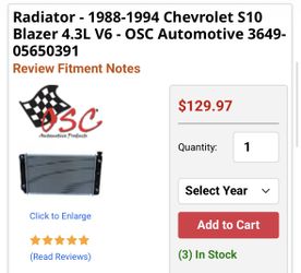 88-94 Chevy S10 Blazer Radiator