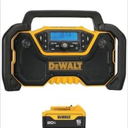 20V MAX Lithium-Ion Compact Cordless Bluetooth Radio with 20V MAX Premium 5.0Ah Battery Pack