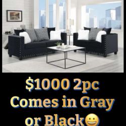 FREE RUG 2pc Black Or Gray $1000 NEW