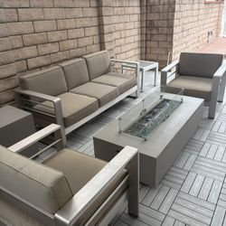 Modern Outdoor Patio Fire Pit Set  