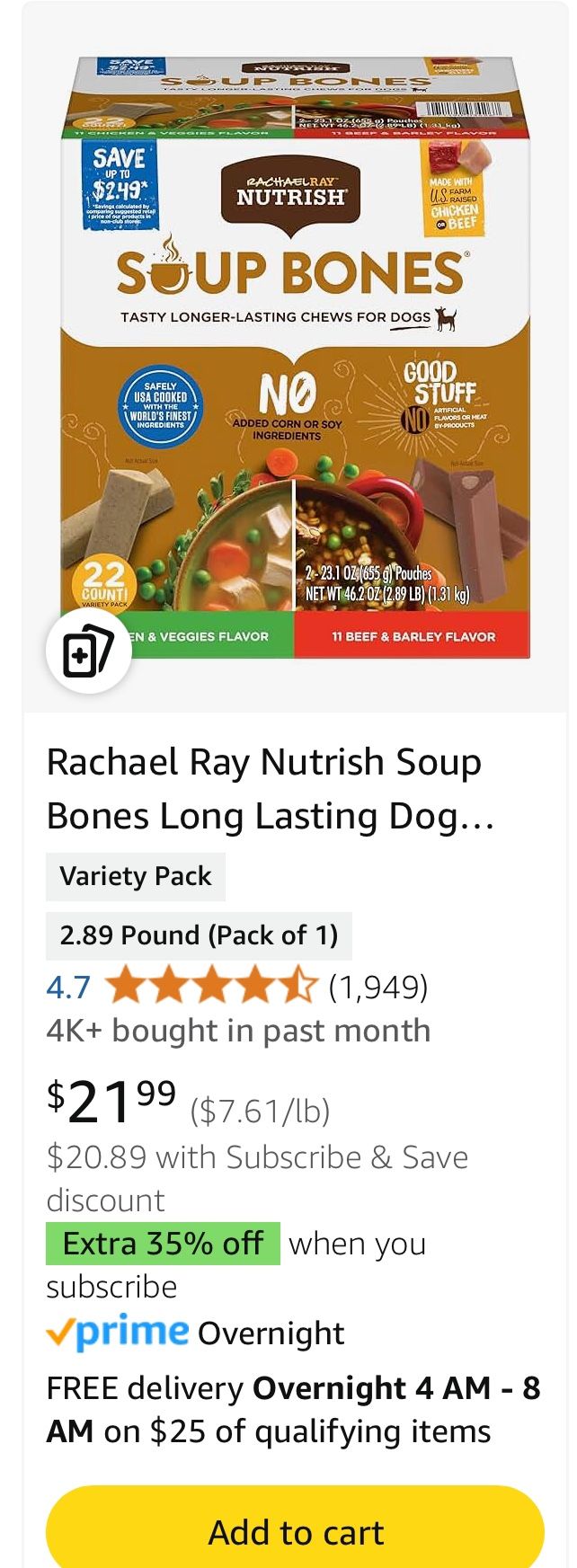 Rachael Ray Nourish Soup Bones For Dogs