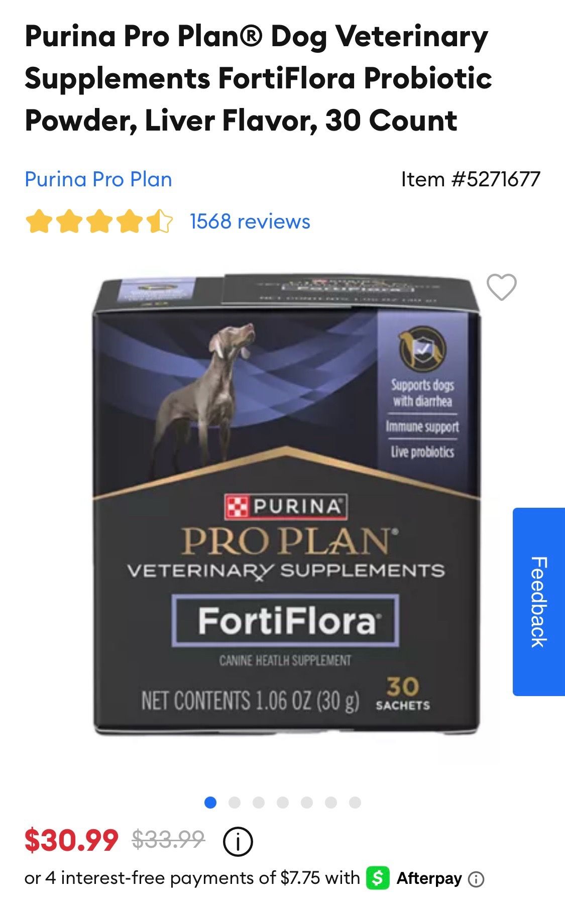 LOT OF 2 Purina Pro Plan® Dog Veterinary Supplements FortiFlora Probiotic Powder, Liver Flavor, 30 Count