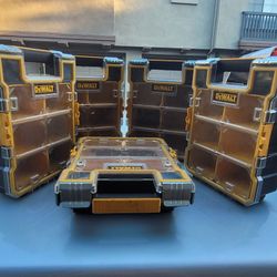 5 Dewalt stackable storage boxes