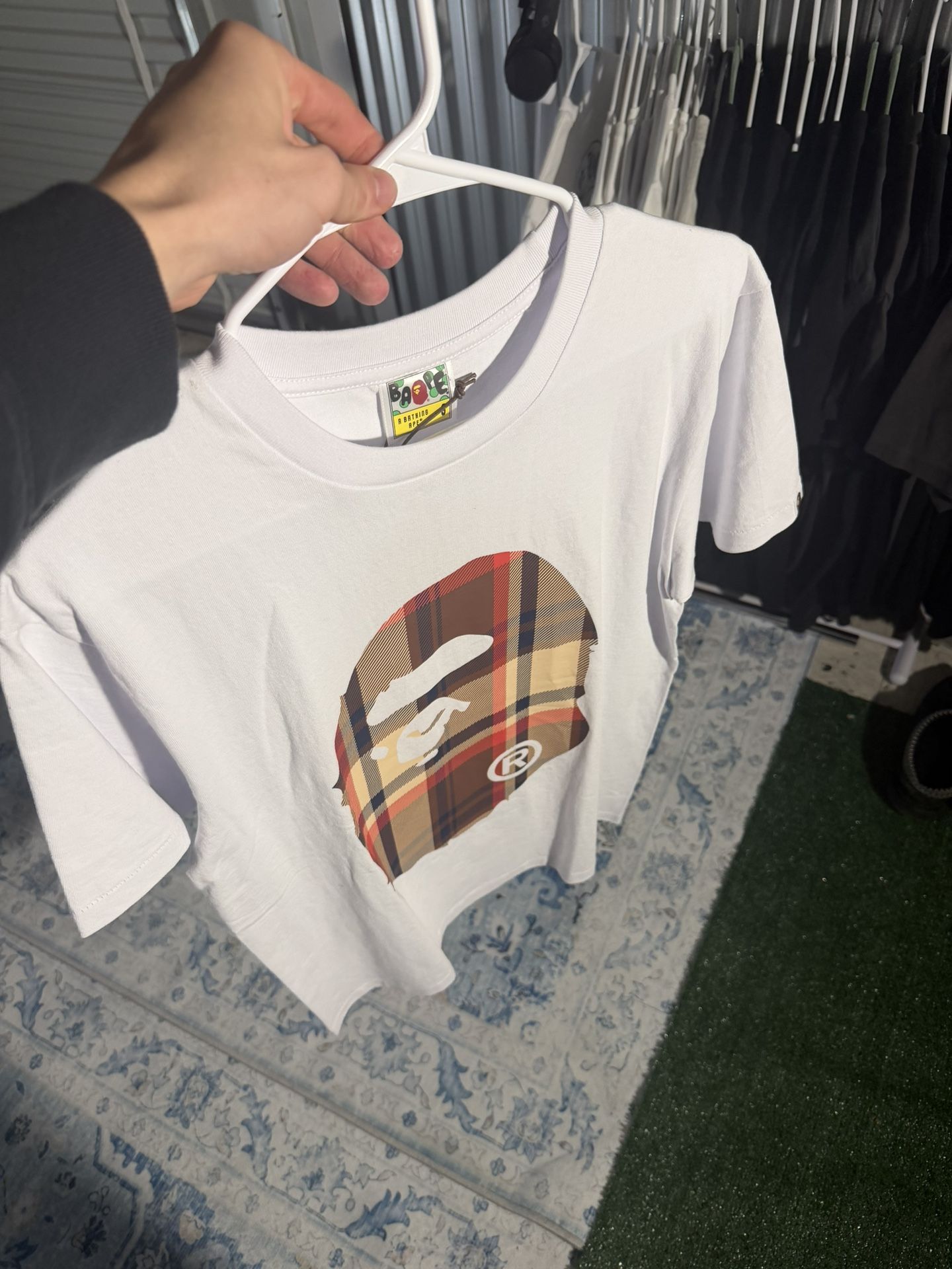 White Bape Burrbery T Shirt