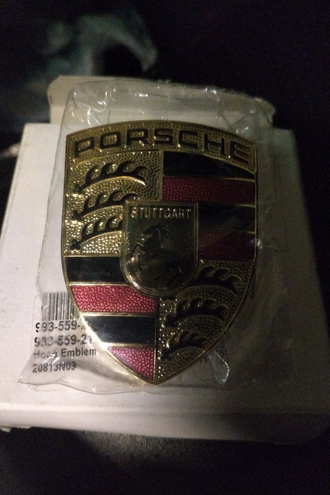 Authentic PORSCHE Hood Crest OEM--Brand New in Box and Plastic