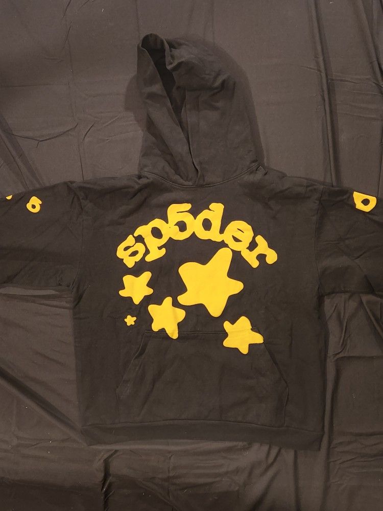Sp5der Beluga Black and Yellow Graphic Sweatshirt