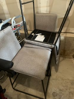 3 Grey Fabric Stools