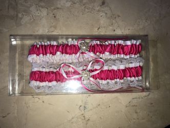 Hot pink and white garters