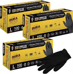 PACK OF 1000(10 boxes 100 each box) Dura-Gold HD Black Nitrile Disposable Gloves, Size SMALL (3517/)