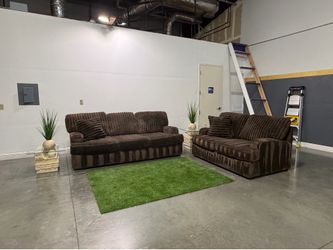 Chocolate Corduroy Sofa & Loveseat Set