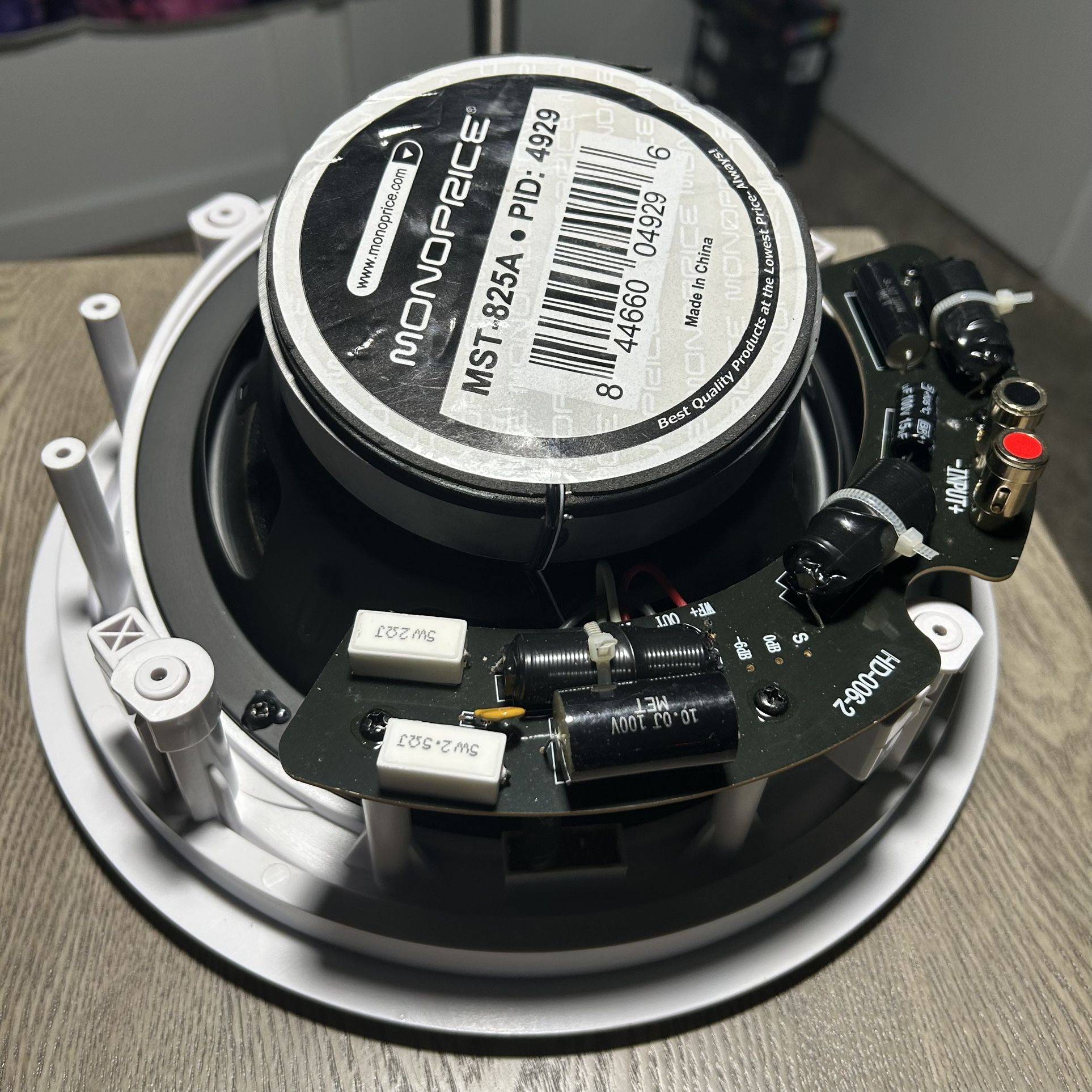 Monoprice Caliber In-Ceiling Speakers, 8in Fiber 2-Way with 15° Angled Drivers (pair