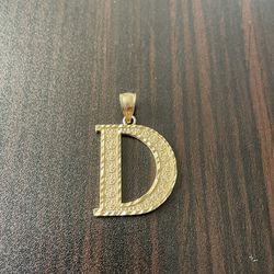 10K Letter D Charm 1.5 Inches Long 