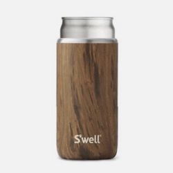 S'well Teakwood Stainless Steel Drink Chiller Insulated Slim 12oz Cans & Bottles