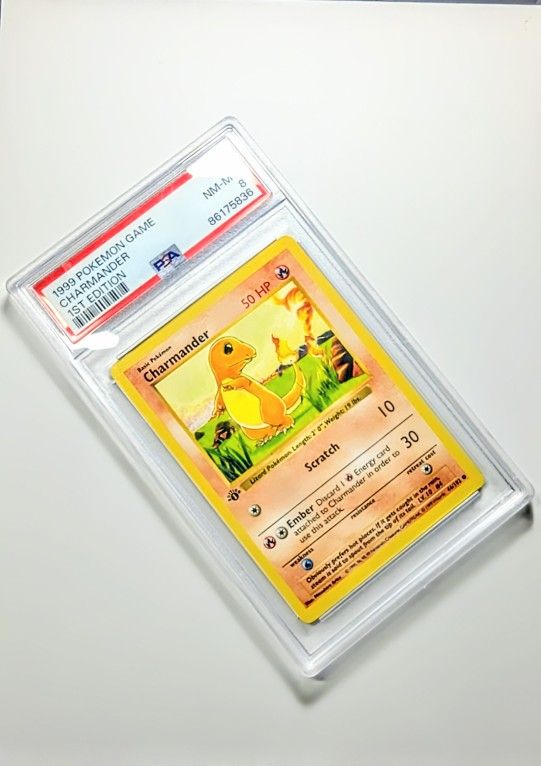 1999 Pokémon TCG Charmander Base Set 46/102 Regular 1st Edition Shadowless PSA 8