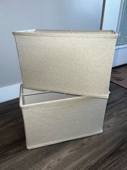 Natural linen rectangle lamp shades - 2