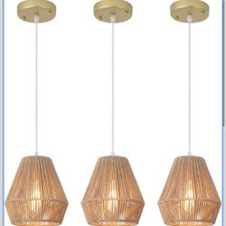 3 Pack 7'' Wicker Pendant Lights