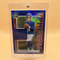2025 Jaxson Dart Optic Phenoms Blue Hyper Rookie Jersey Card🔥