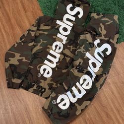 Supreme Satin Appliqué Logo Hoodie + Sweatpants Set Woodland Camo - Medium - Brand New