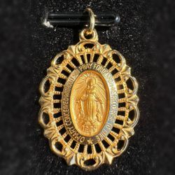 14k solid yellow gold Lady Of Miraculous oval bezel Pendant charm