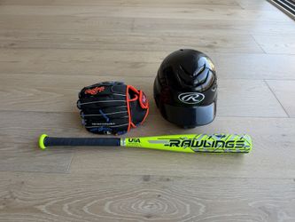 T ball Equipment Youth Rawlings Bat Helmet Baseball Glove