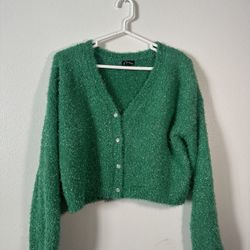 Green Sparkled Girls Cardigan Shirt - XL (14/16)