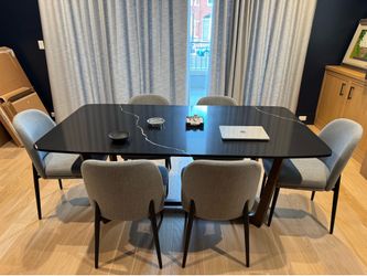 6 light grey dining chairs - pickup only