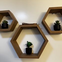 Hexagonal Wood Shelves 