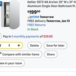 Kohler 3073-NA Archer Medicine Cabinet