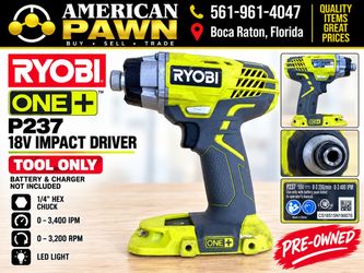 Ryobi ONE+ P237 18V 1/4" Hex Impact Driver Tool Only