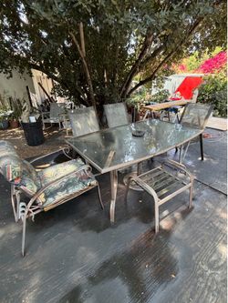 Pacific Bay 6-Piece Outdoor Patio Dining Set + Ottoman