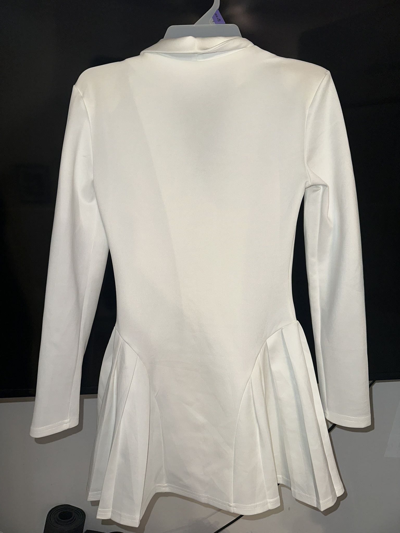 👗 White Blazer Dress with Pleated Skirt