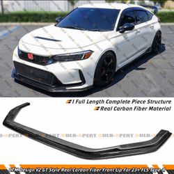 For 2023-26 Honda Civic Type-R FL5 CTM V2 Carbon Fiber Front Bumper Lip Splitter