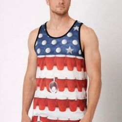 O'Neill Murca Tank Top (Red, White, & Beerpong)