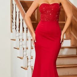 Miss Ord Red Long Slim Dress