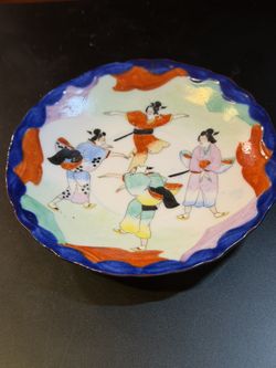Antique Hand-Painted Plate is an Example of Japanese Kutani-Style Porcelain