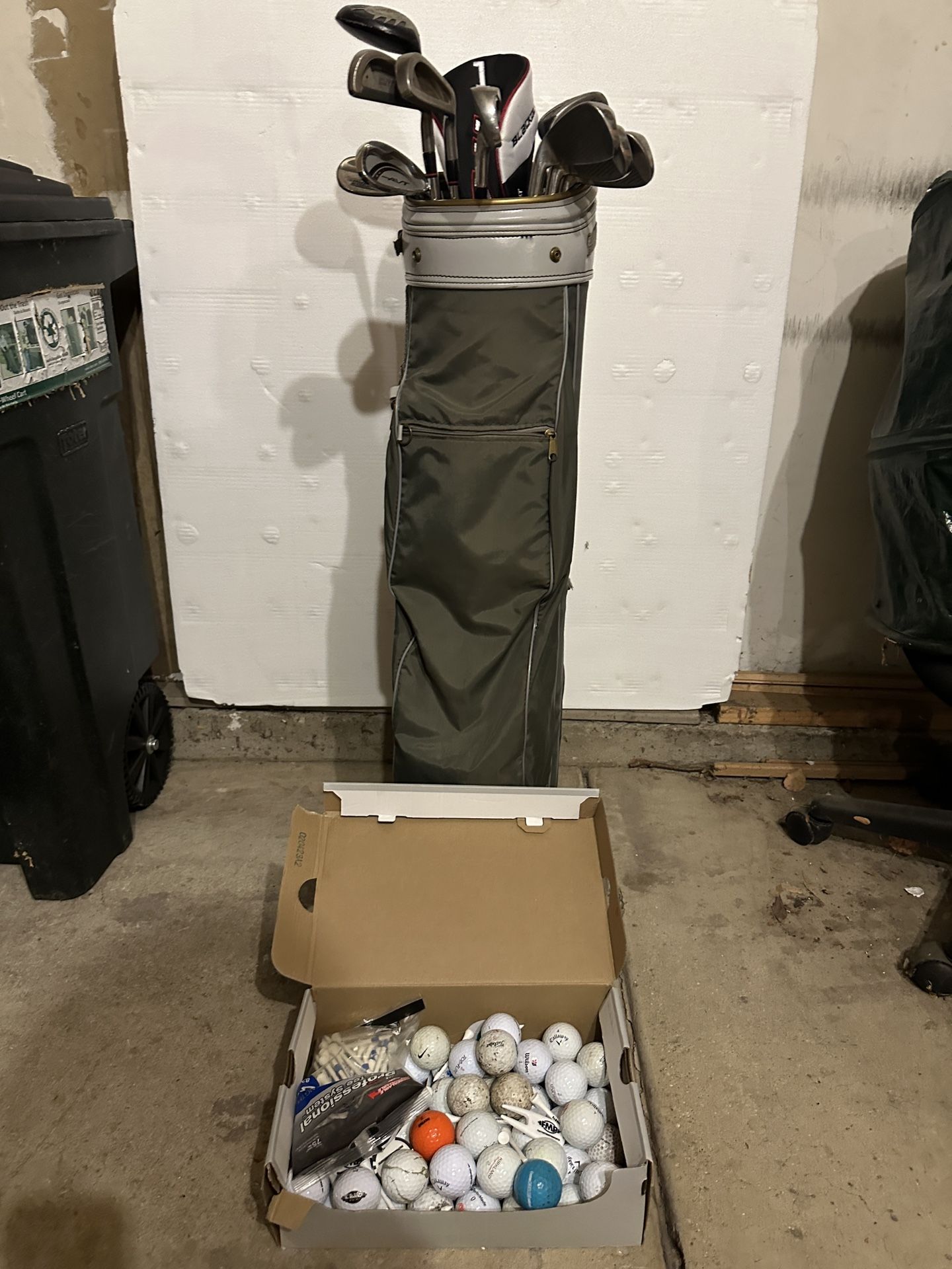 Golf clubs and balls