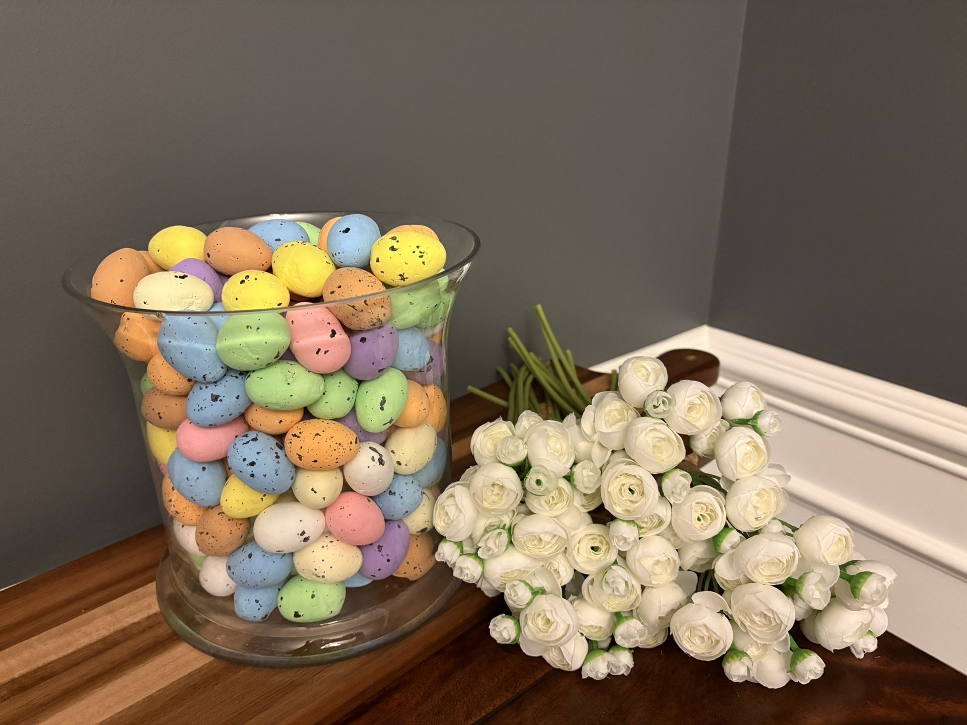 Eggs and flowers decor vase not included