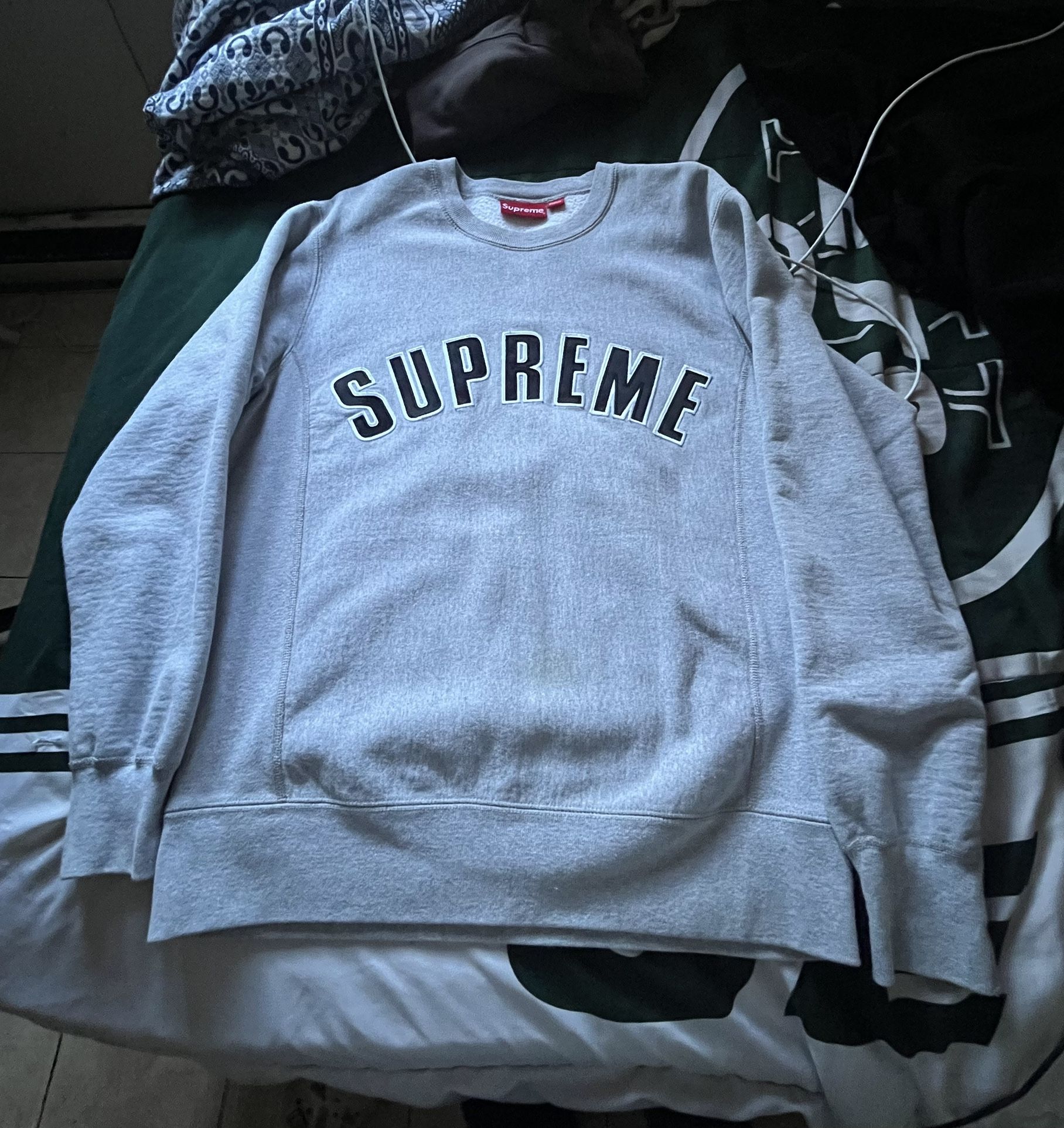 Supreme Grey Arc Logo Sweatshirt
