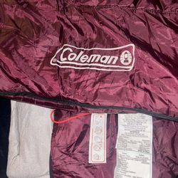 Coleman burgundy sleeping bag 33 x 75in.