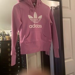 Adidas Pink Logo Hoodie. Like New Only Wore One Time.