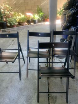 Black Wood Folding Chairs Set of 4