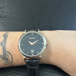 Etevon Starlite watch Design Black Leather Wristband Unisex