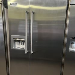 Viking 48”Wide Built In Side By Side Refrigerator In Stainless Steel 