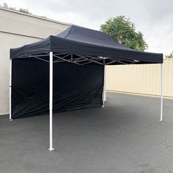 $160 (Brand New) Heavy Duty 10x15 FT Canopy with (1 Sidewall) EZ PopUp Party Tent w/ Carry Bag (White, Black)