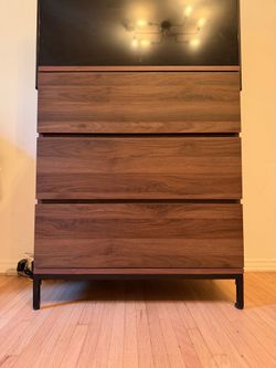 3 drawers cabinet / dresser walnut finish 36x31x16