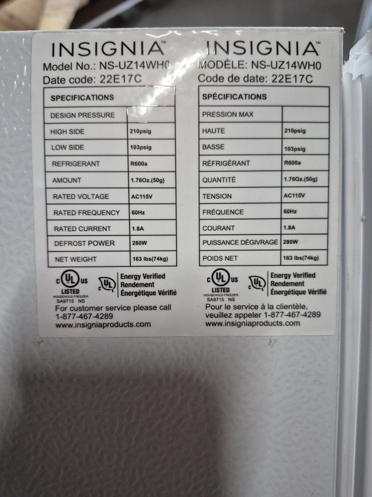 Insignia 5ft Freezer Only