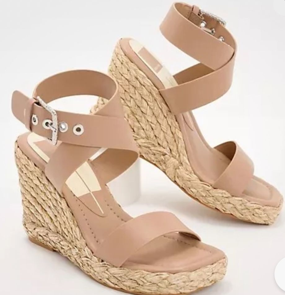 NEW Dolce Vita Aldona Sandals Women's 9M Beige Cafe Wedge Espadrille