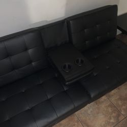   Leather Futon By Dorel Home Furnishing W Cup Holder 