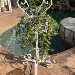 Iron Plant Stand With Potted Plant